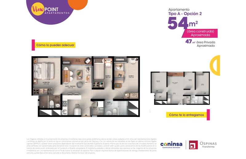 Tipo A, Opción 2, 54 m2