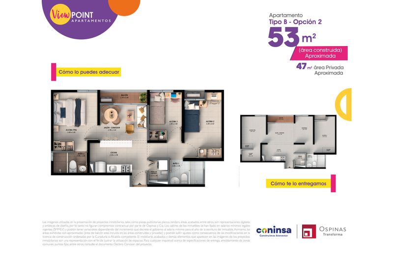 Tipo B, Opción 2, 53 m2