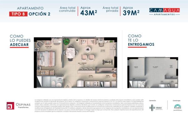 Tipo B, 43 m2