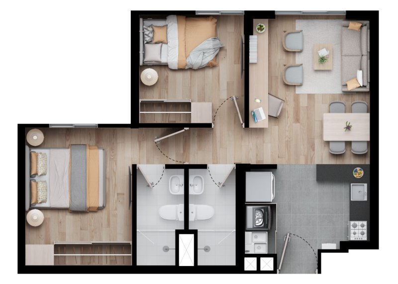 Tipo 1 y 1A, 46,86 M2