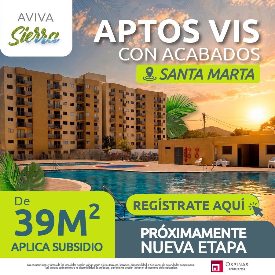 Aptos VIS en Santa Marta, con acabados