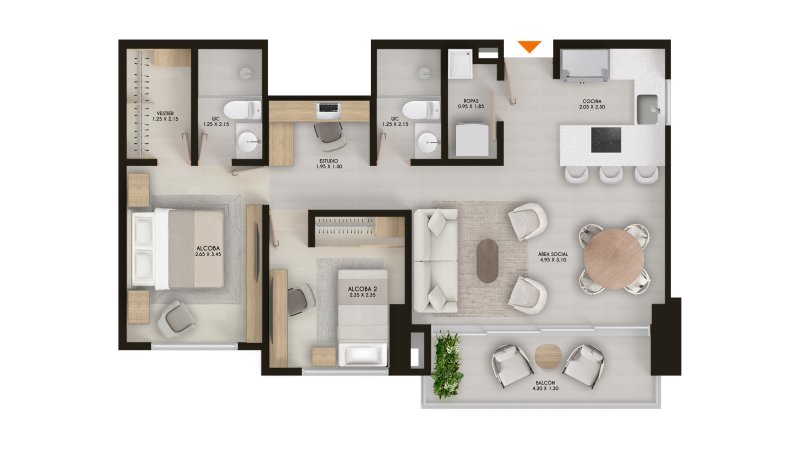 Tipo D, 70.10 m2