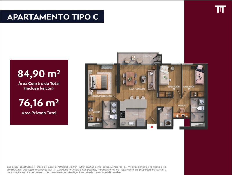 Tipo C Et3, 84,90 m2